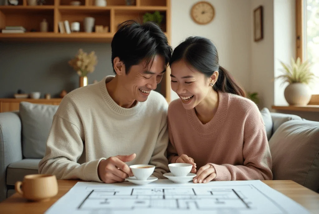 young couple check plan 02